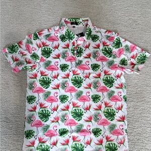 Tropical Flamingo Print Men's Shirt